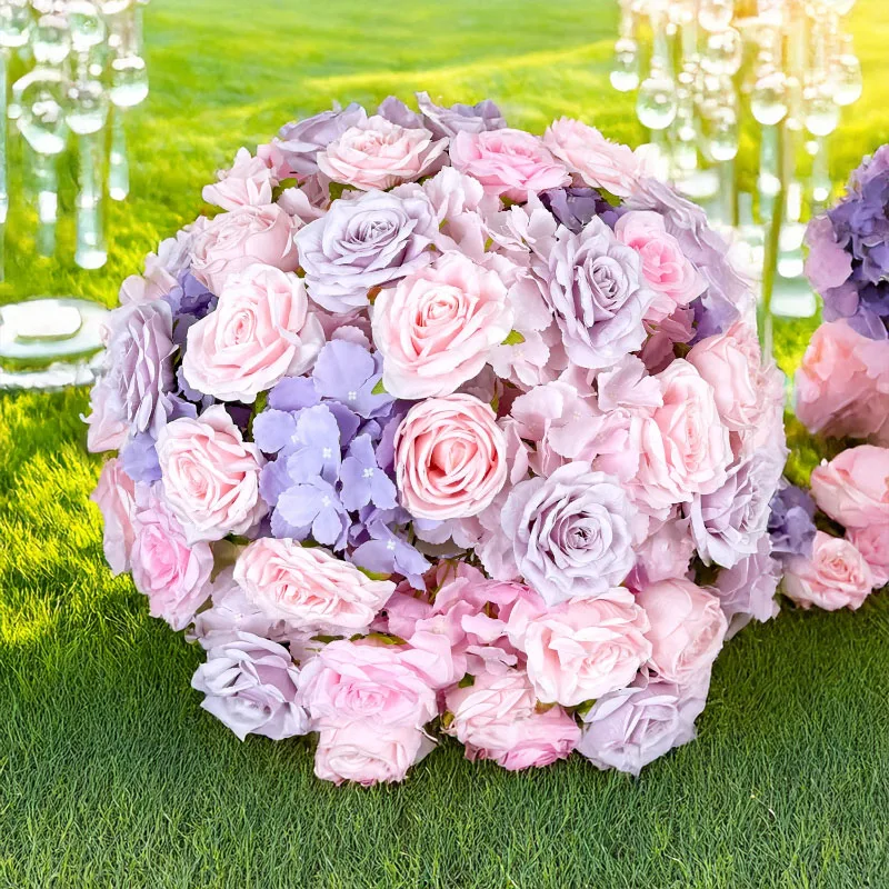 

Multi Sized Pink Flower Balls Wedding Main Dining Table Arrangement Table Flower Background Shelf Arch Decoration Silk Flowers