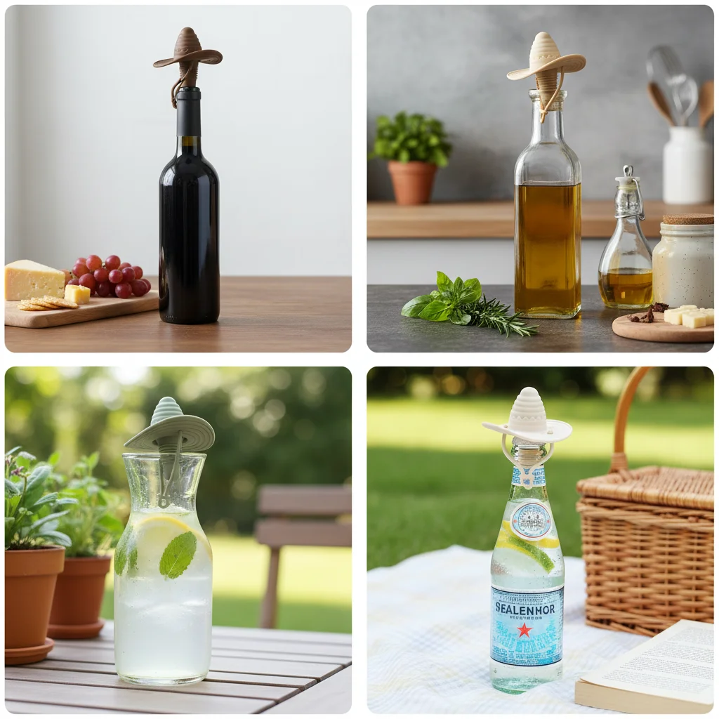 

Silicone Cowboy Hat Wine Stopper Leak-Proof Fresh-Keeping Champagne Bottle Stopper Reusable Wine Bottle Plug For Kitchen Use