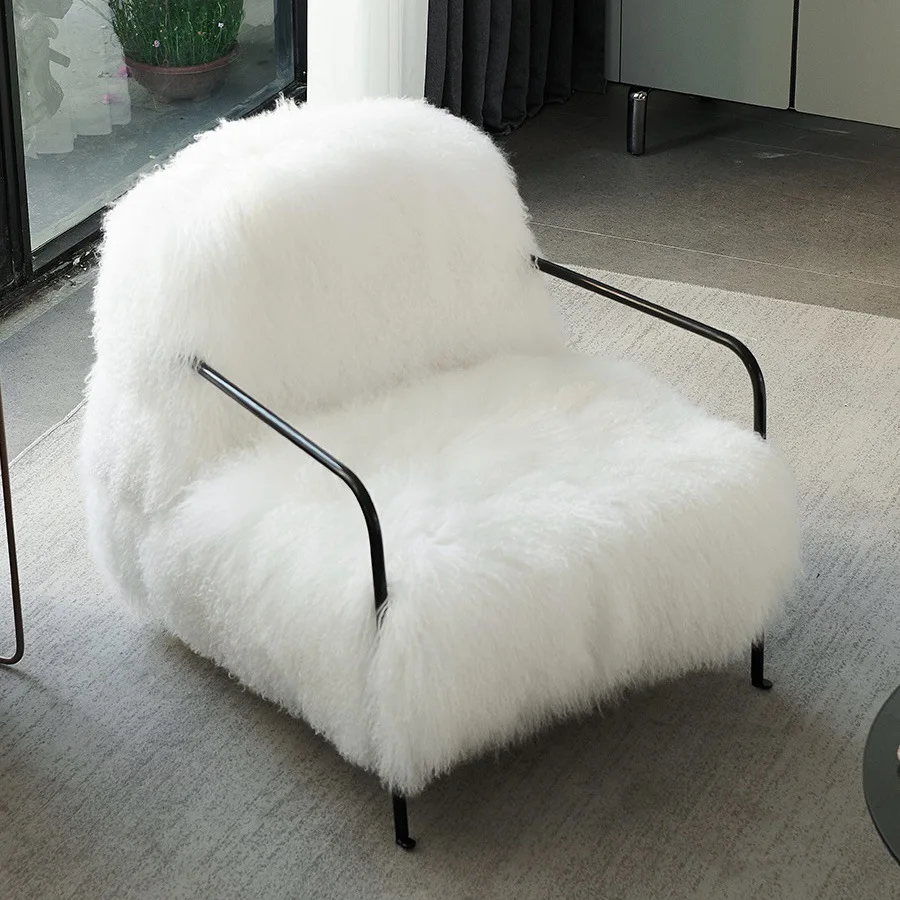 

&c Italian Designer Minimalist Light Luxury Wool Single Sofa Chair Post-modern Personality Lounge Chair