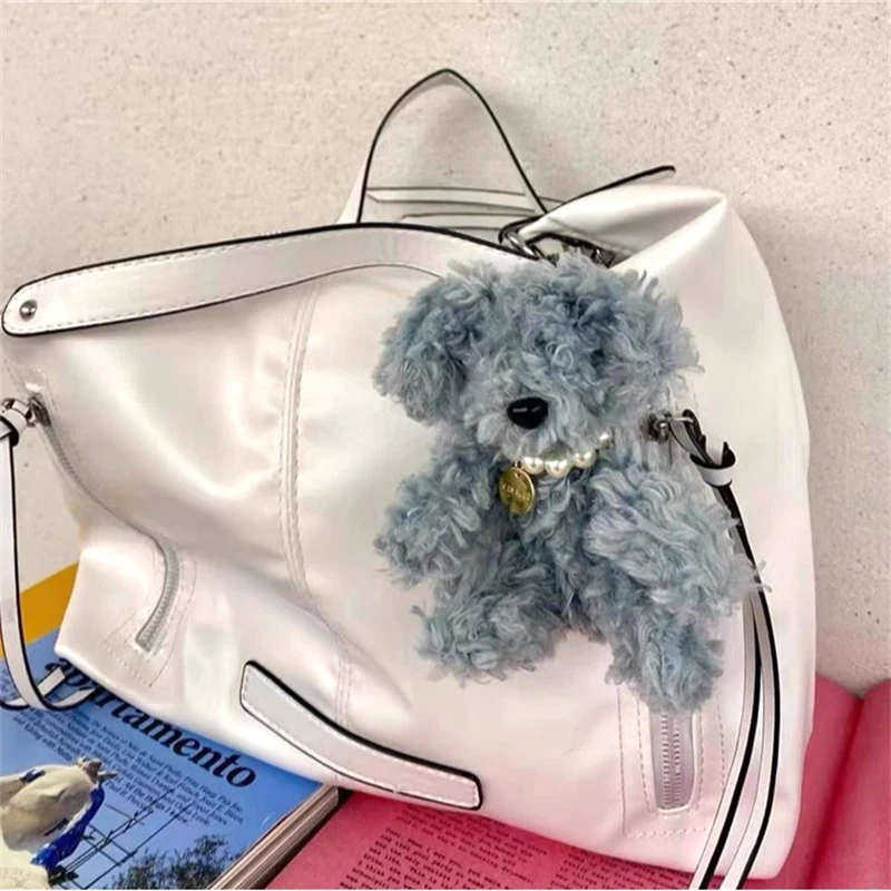 Teddy Dog Plush Keychain Chaveiro de pelúcia Animal Chaveiro Bonito Filhote Feio, Casal Encantos Mochila, Saco Pingente, Decoração Bolsa, Presentes Acessório