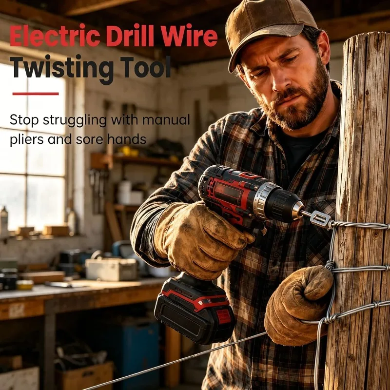 For Electric Drill Twist Sleeve Duty Drill Wire Twister Tool For 9 And 11 Fence Wire Tying Drill Chuck Chain Link Fence Twister