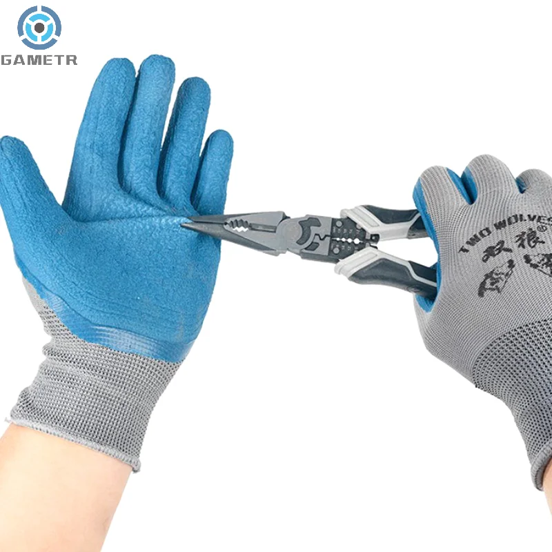 Gants de travail en latex gris polyester, mitaines de protection, imperméables, durables, non ald, jardin, isotwostar