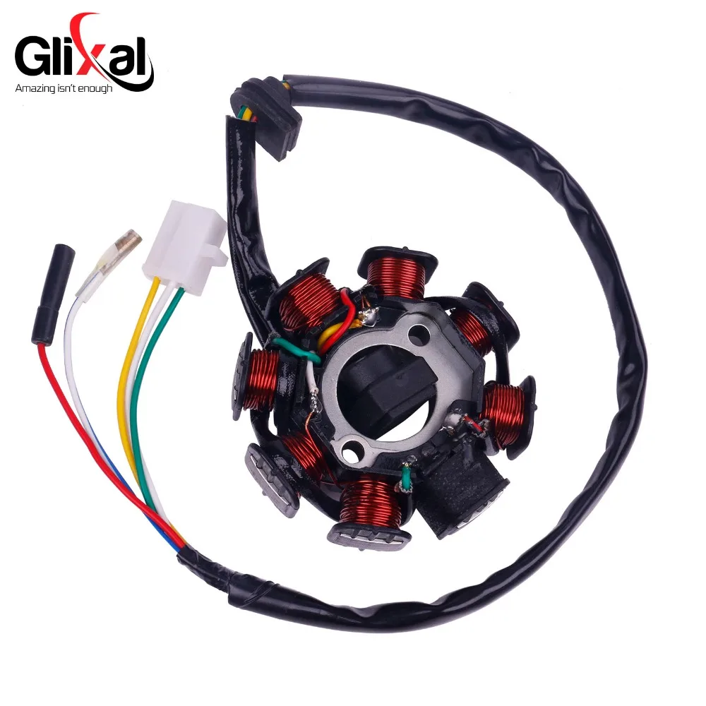 Glixal GY6 8-coil Magneto Alternator Stator for 139QMB 139QMA Chinese Scooter Moped ATV Engine (AC Fired)