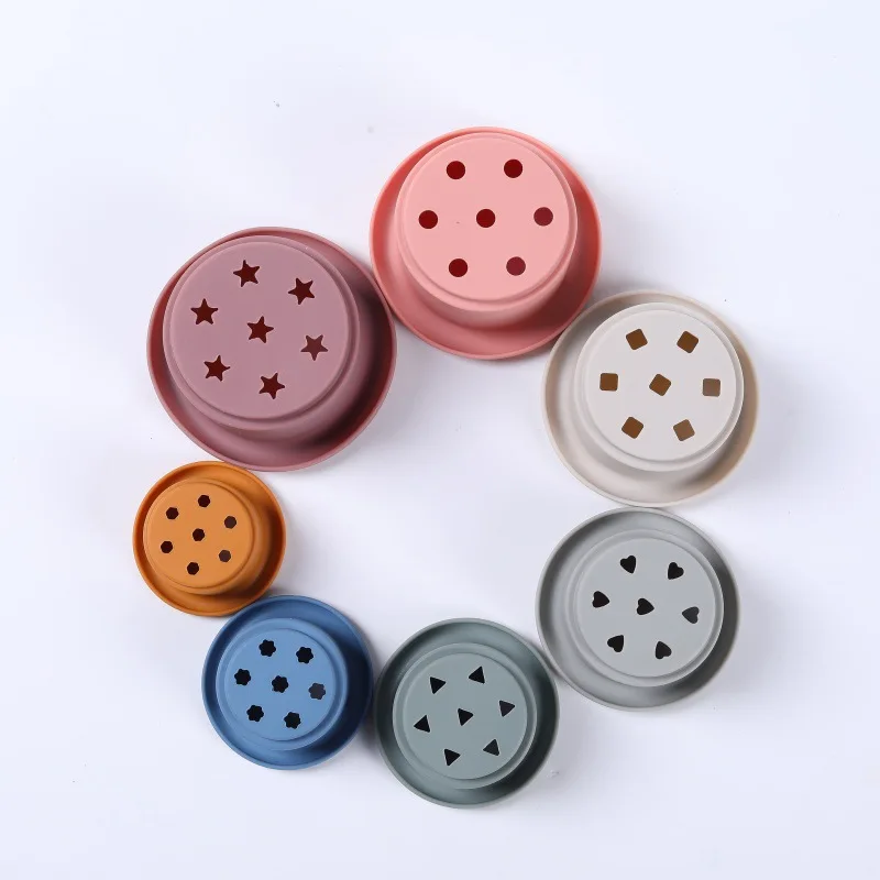 Zestaw kubków do układania dla niemowląt, zabawka edukacyjna Montessori dla dzieci w wieku 0-12 miesięcy, prezent na Boże Narodzenie lub urodziny