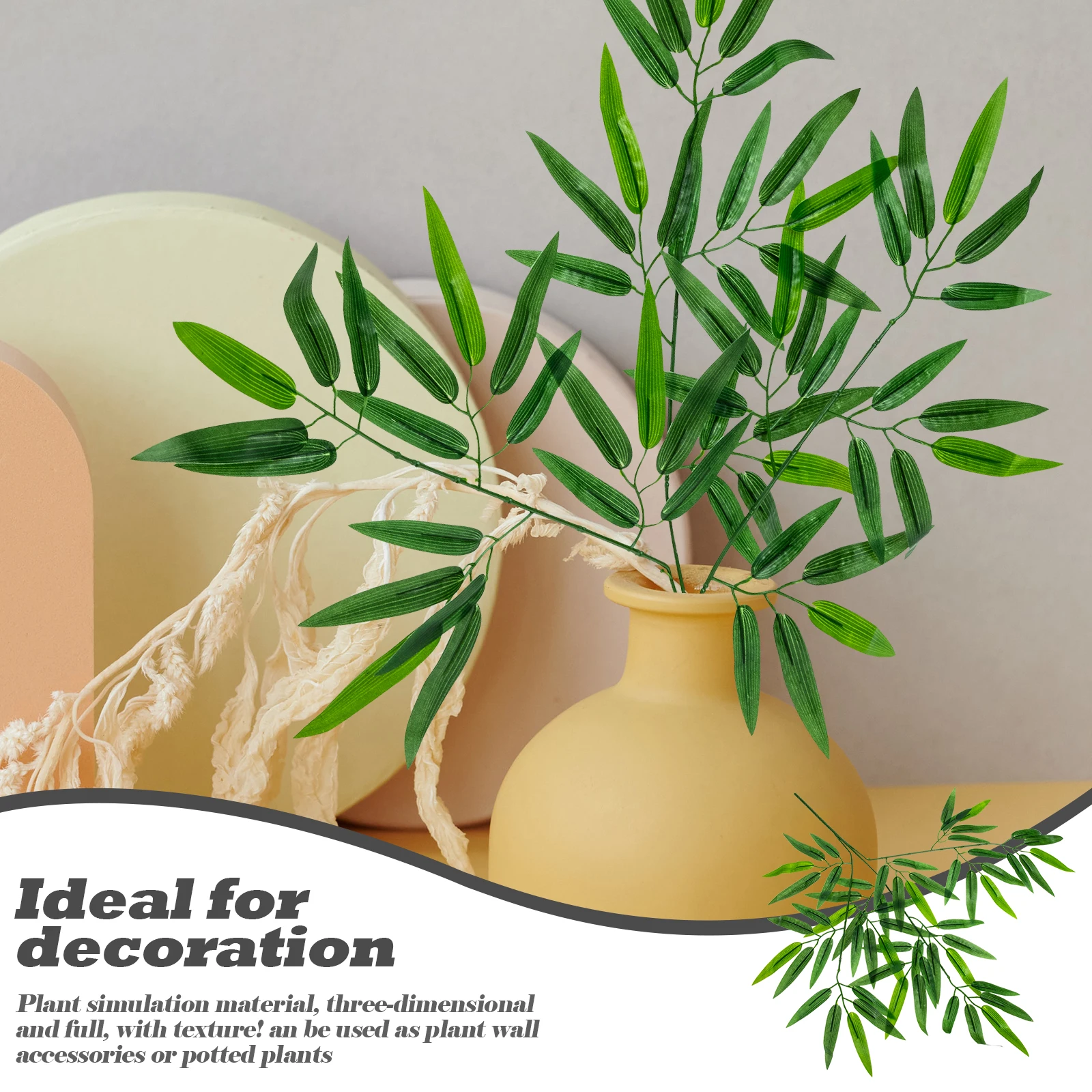 

5Pcs Realistic Fake Bamboo Leaves Simulated Greenery Decor for Home Office Party Event Living Room Artificial Plants Indoor Use