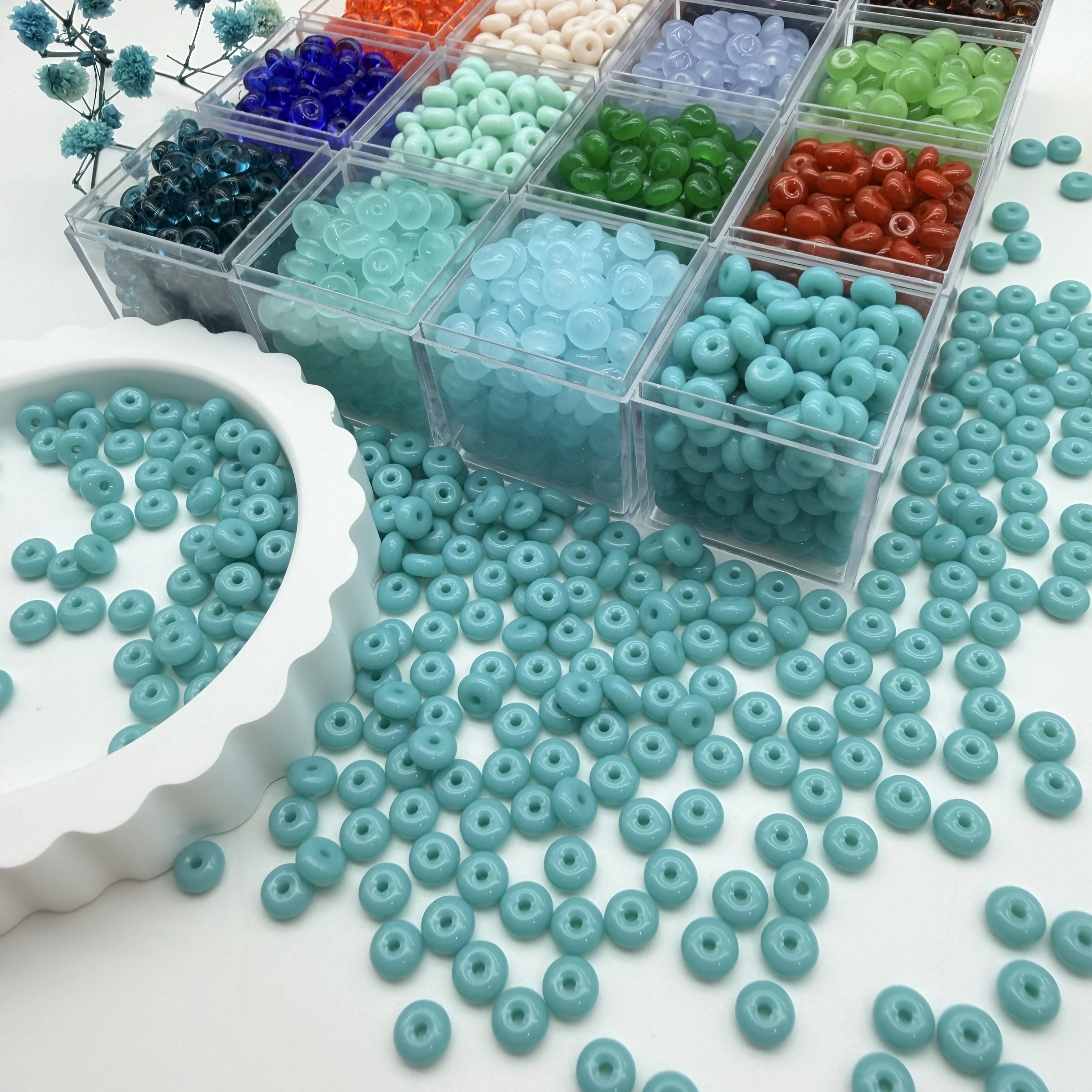 Fashion 3x6mm Abacus Glass Loose Beads 100-800pcs Bulk Ivory White Spacer Beads For Handmade Beading Bracelet Material - view 4