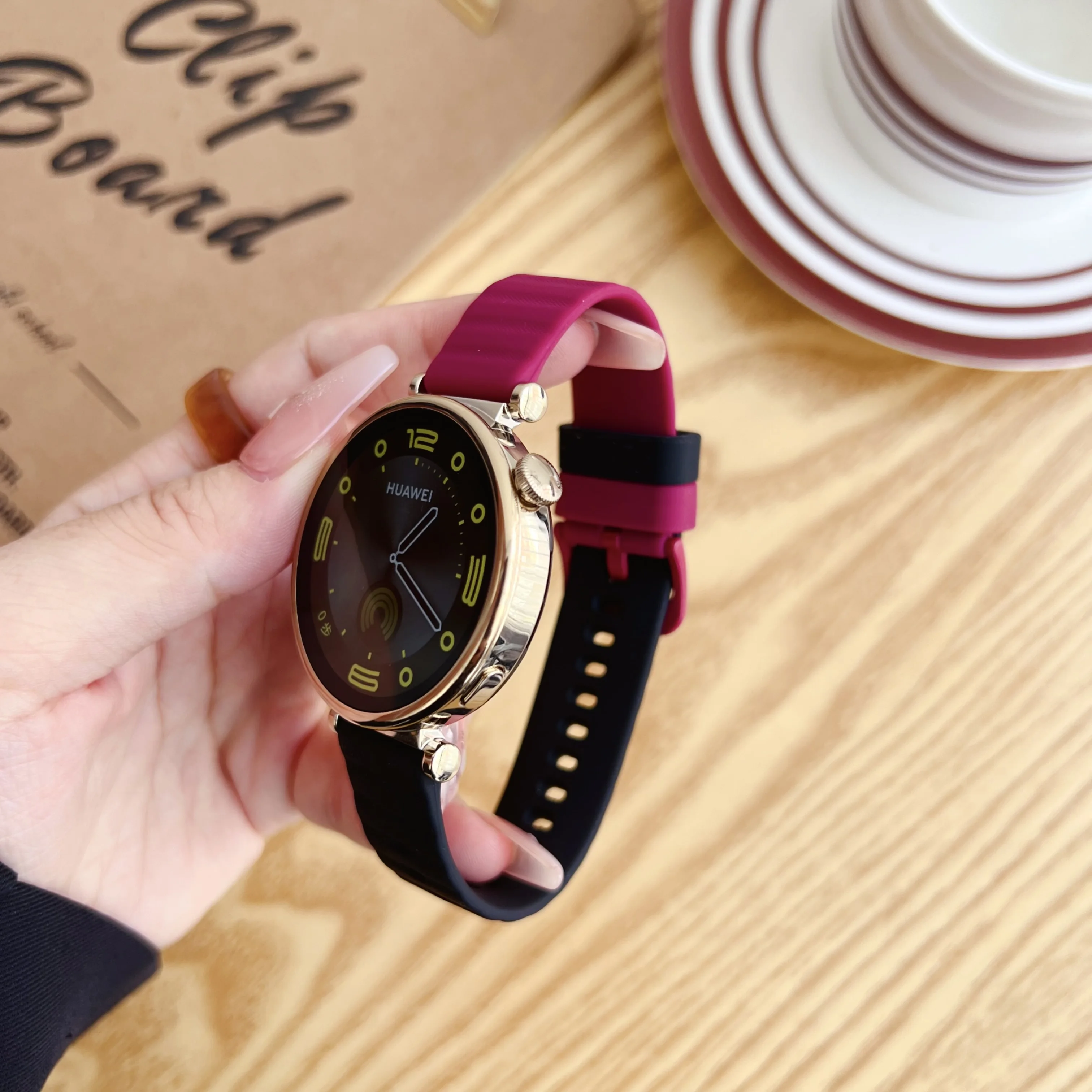 여성용 실리콘 시계 밴드 스트랩, 화웨이 워치 GT4 5 41mm, 여성용 스마트워치 스트랩, 18mm