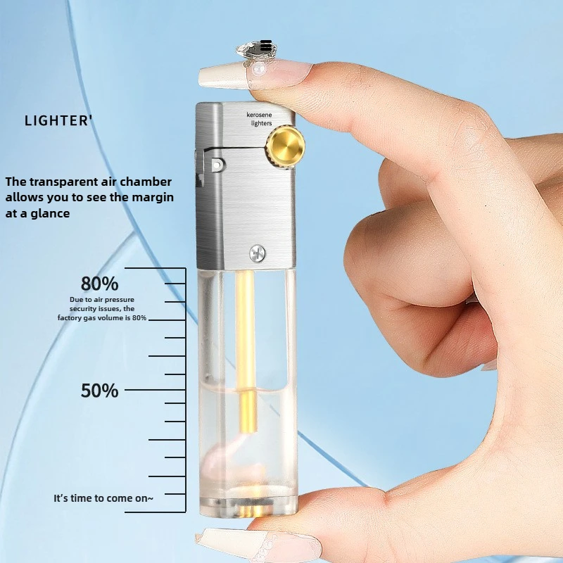 

New Portable Mini Old-fashioned Grinding Wheel Oil Lighter Windproof Smoking Tool with Window Lighter Men's Toy