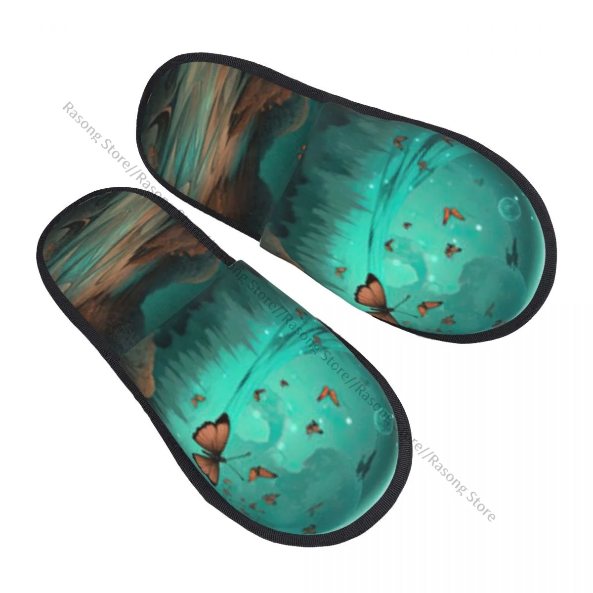 Fantastic Wonderland Landscape With Mushrooms Butterflies Slipper For Women Men Fluffy Winter Warm Slippers Indoor Slippers