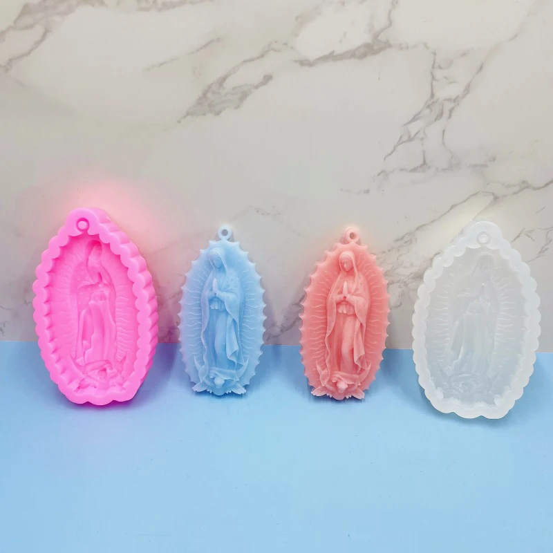ثلاثية الأبعاد مريم العذراء شكل سيليكون شمعة قوالب النحت تمثال DIY بها بنفسك اليدوية المفاتيح قلادة الراتنج صنع الصابون صب رائحة الجبس #2