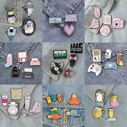 3-6pcs/set Pin set Space Travel Daily Supplies Retro Machine Game Lovers Animal Student's morning Brooches and Pins Daily badge