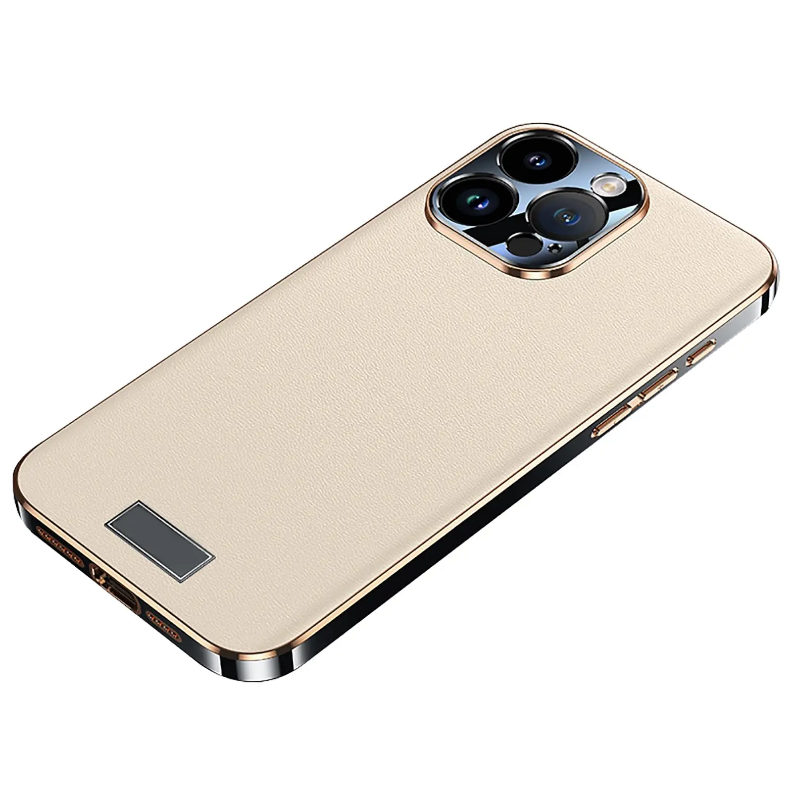 

Genuine Leather Case for iPhone 16 Pro Max/16 Pro/16, Electroplated Case Slim Light Luxury Business Full Coverage Lens Cover