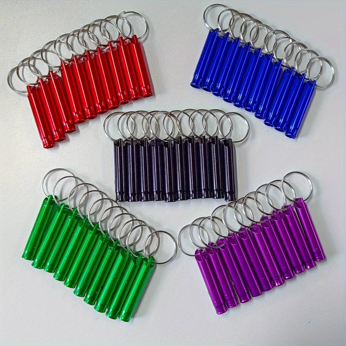 50pcs Aluminum Alloy Emergency Survival Whistle with Keychain - Multicolor Loud Whistle for Camping, Hiking, Hunting, Sports, Sp
