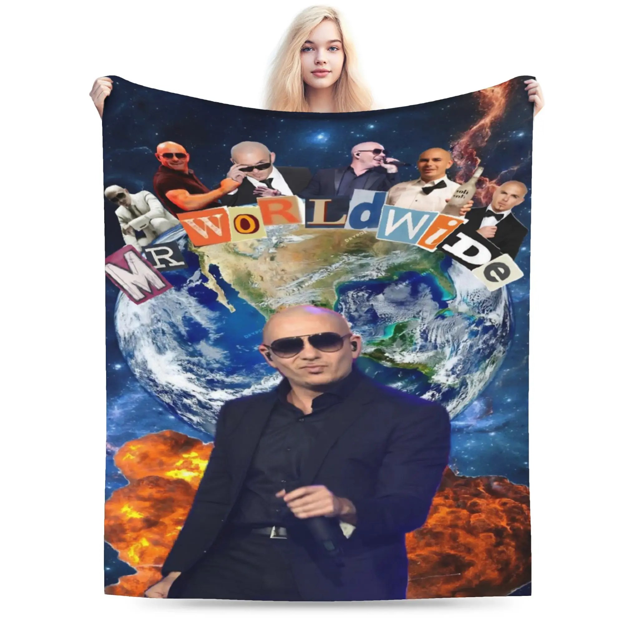 Singer Pitbull Tour 2026 Blanket Super Soft Cozy  Throw Blankets for Sofa 50x60 Inch Multi-size Plush Thin Quilt