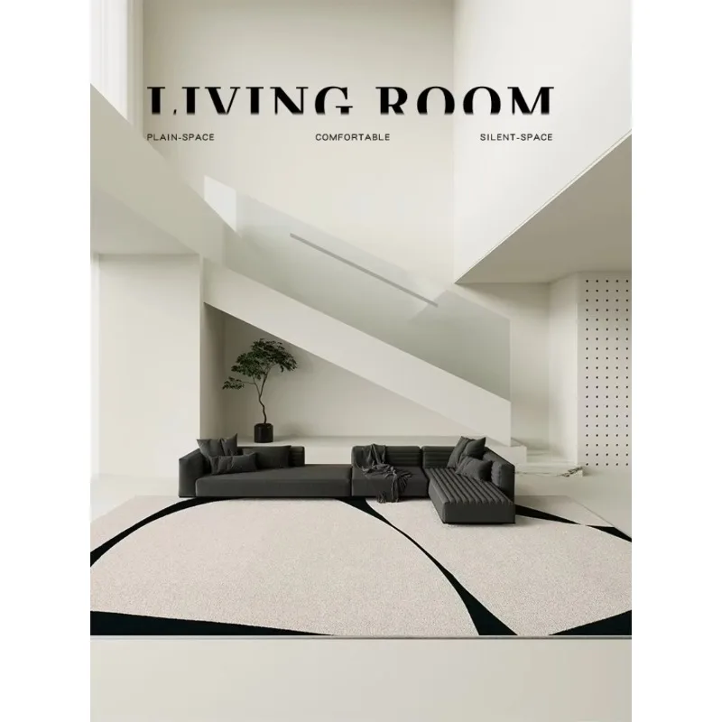 Gray carpet living room light luxury high-end leave-in wipes household sofa floor mat 2025 new black winter
