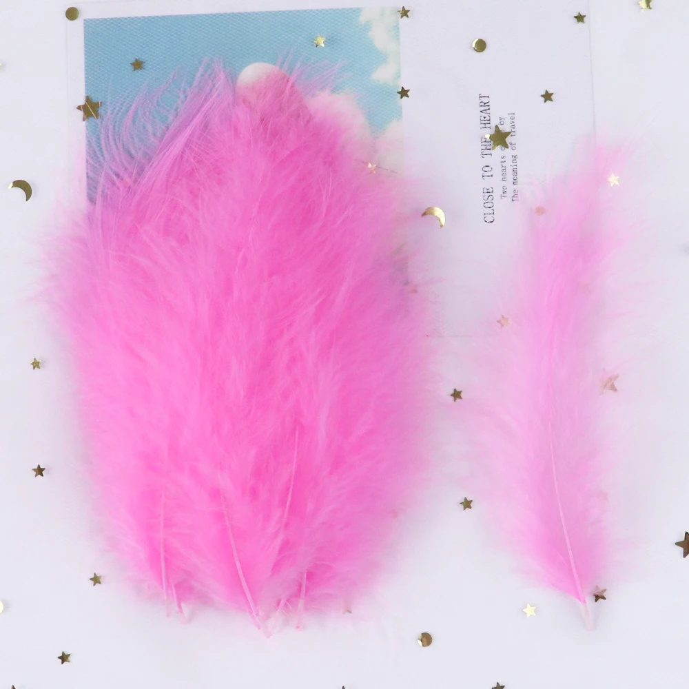 50Pcs Natural Turkey Marabou Feather 10-15CM Fluffy Dyed Feather FDiy Craft Wedding Dress Jewelry Plume Decorative Accessories