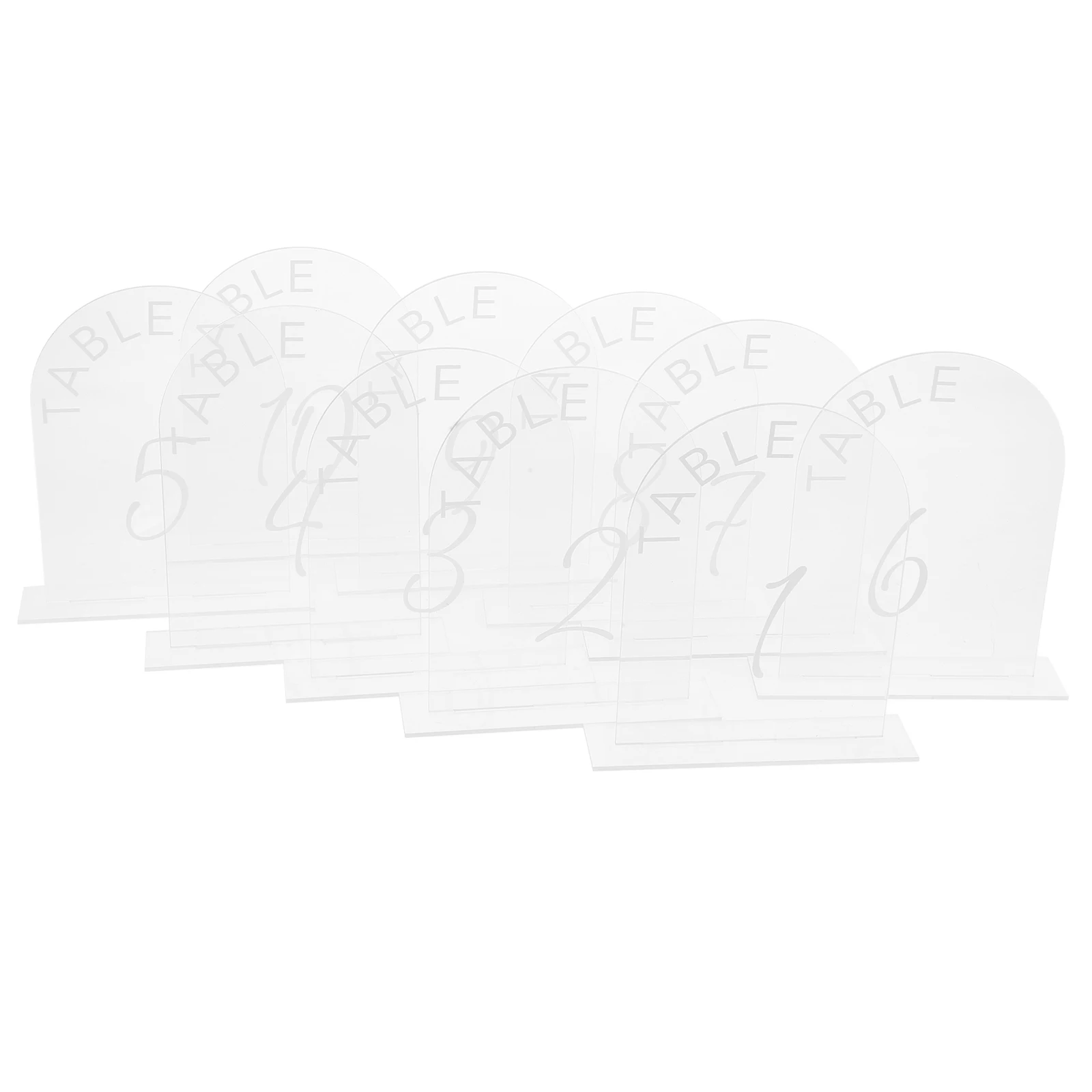 

10pcs Acrylic Table Numbers Clear Frosted Base DIY Personalized Decor Arch Easel Stand Small Size Wedding Signs