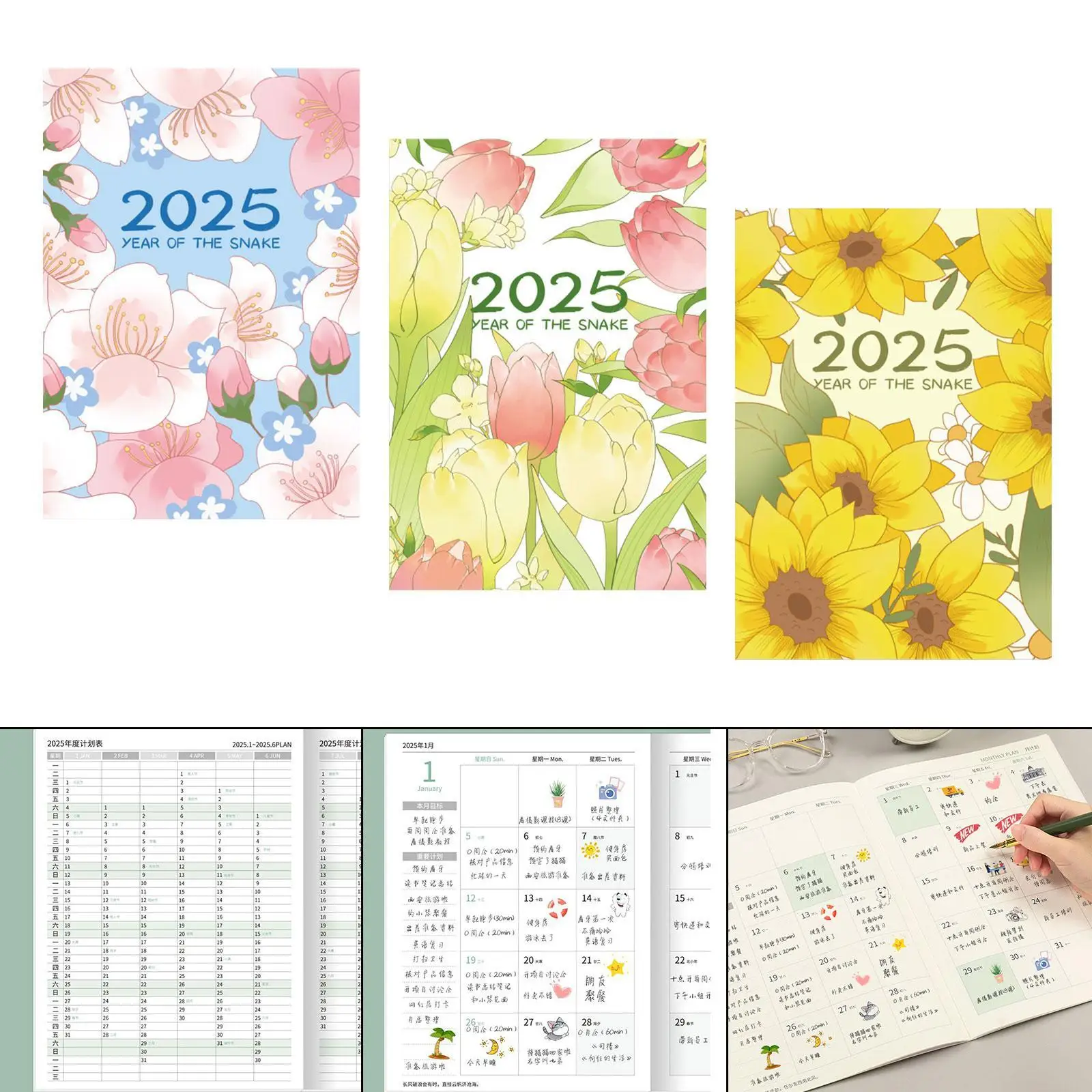 2025 Planner Notebook Year Monthly Daily Planner Practical Personal Time Organizer Academic Planner Portable for Business