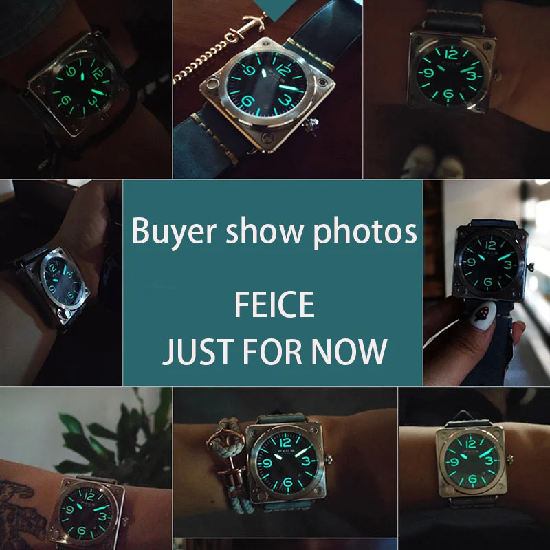 FEICE Men\'s Square Automatic Watch Waterproof Mechanical Wrist Watches Luminous Analog High Quality Watch for Men -FM508