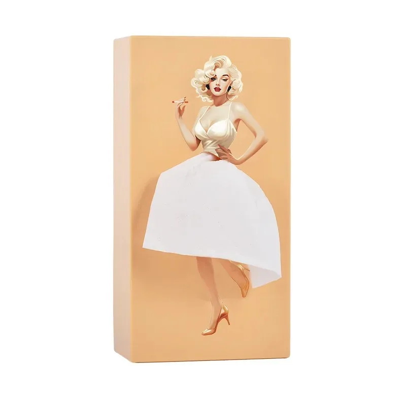 Cartoon Girl Skirt Creative Plastic Tissue Box, Rectangular Carton, Living Room, Home Decoration, Kitchen Storage Supplies
