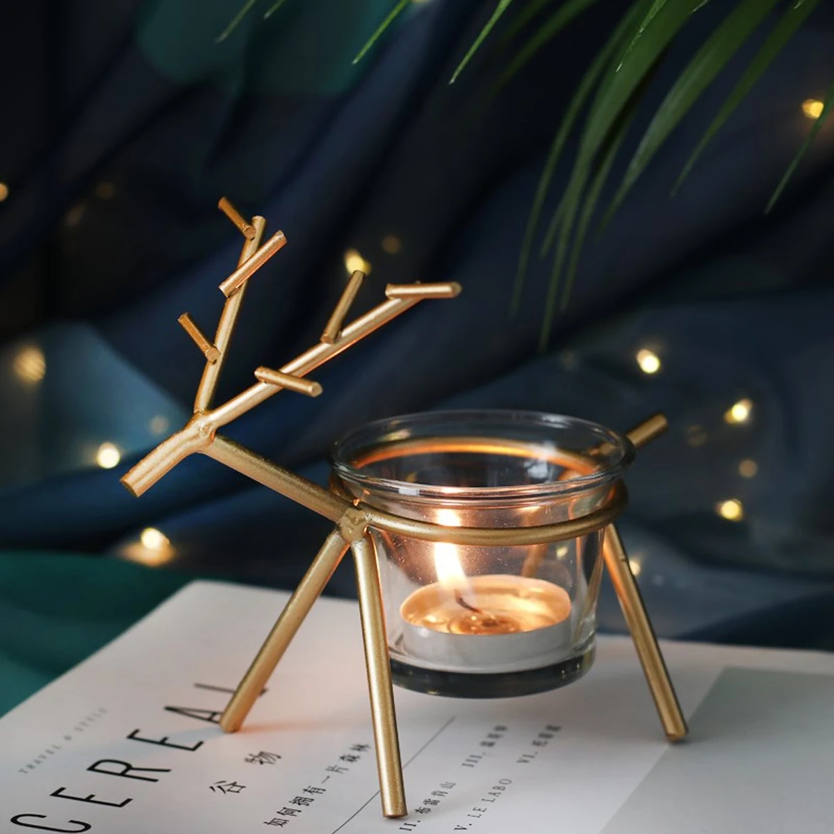 

2 Pcs Deer Candlestick Holder Decor Centerpiece Decoration Decorate Bracket Candleholder Candlesticks Holders Glass