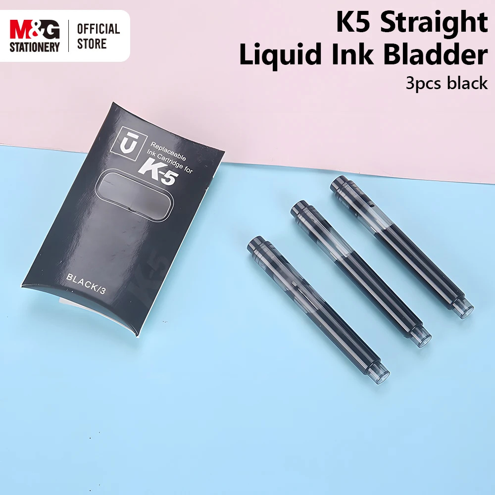 

M&G 3pcs Ink Bladders 0.8ml Black K5 Straight Liquid Quick Dry Gel Pen Replacement Ink Bladders Student Ink for Students Office
