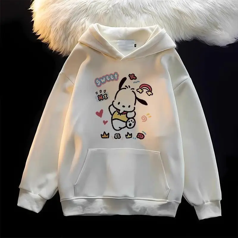 سانريو مرحبا كيتي امرأة قمصان سويت شيرت بقلنسوة Cuteore الكرتون طالب الخريف فضفاضة طويلة الأكمام بلايز امرأة ملابس خارجية جديد