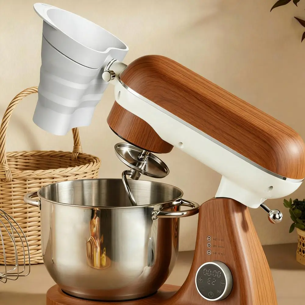 Stand Mixer Funnel Mixing Bowl Funnel Attachment Flour Funnel for Stand Mixer Silicone Mixing Bowl Attachment with 30° Tilted