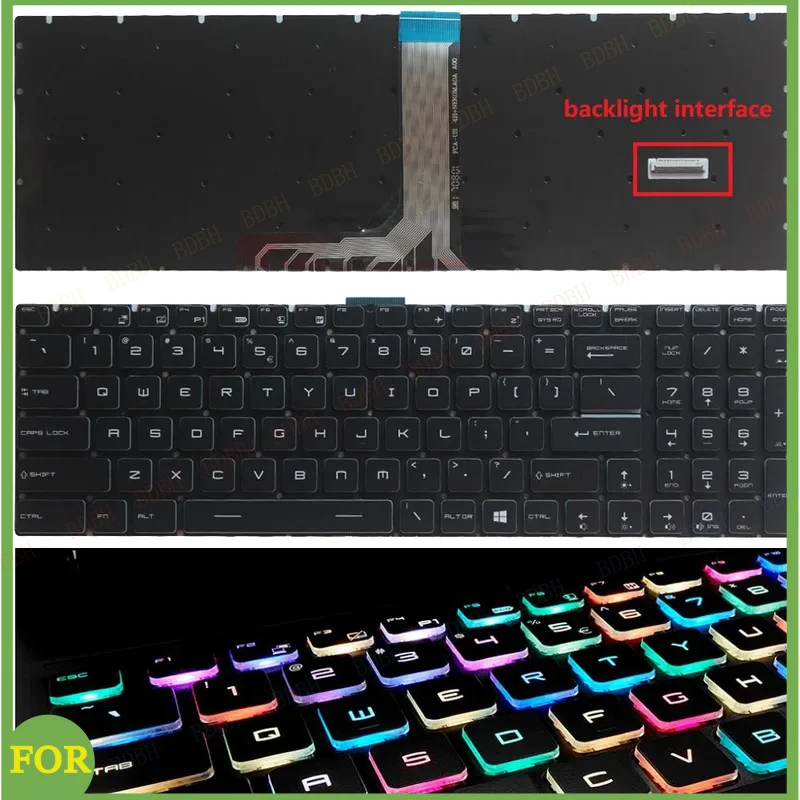 

Новая клавиатура с RGB-подсветкой (US-раскладка) для MSI GE63 GE65 GL65 GP65 GE73 GS75 GL75 MS-17E5 GP75 GE75 MS-17E1 MS-17E2, полноцветная подсветка