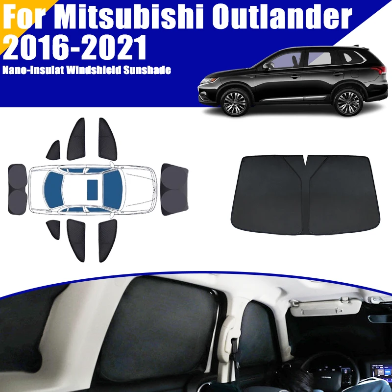 

Full Coverage Sunshade For Mitsubishi Outlander 2016-2021 2017 2018 Car Accessories Windows Visor Privacy Covers Black Foldable