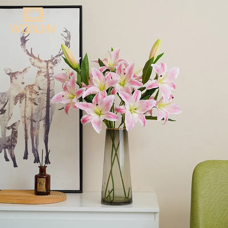 75 cm lange Lilie, künstliche Blumen, Party, Hochzeit, Brautstrauß, künstliche Pflanze für Wohnzimmer, Tisch, Zuhause, Garen-Dekoration, fühlt sich echt an – Detail 2