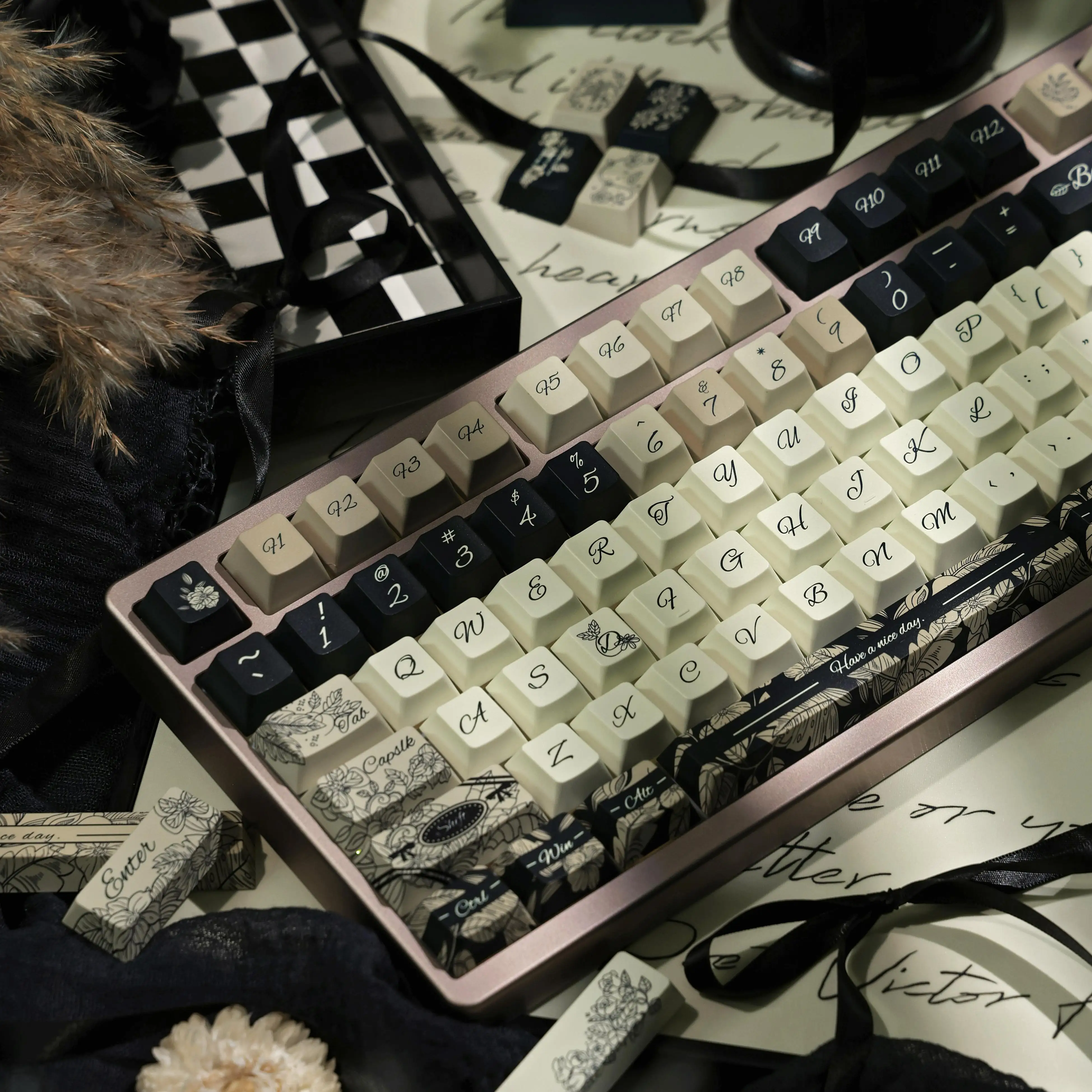 143 KEYS Retro Keycaps Mist Rose Key Caps Cherry FOA Height PBT Five-Sided Sublimation Customized Mechanical Keyboard Keycap