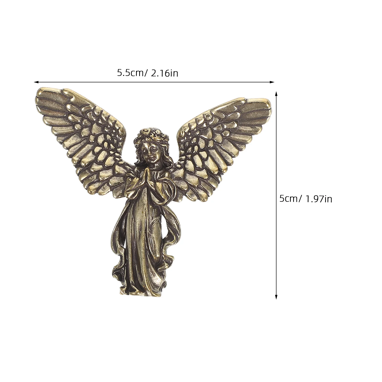 تمثال ملاك نحاسي رائع بأجنحة معقدة، ديكور منزلي روحي لأجواء سلمية، مثالي لساحة الحديقة