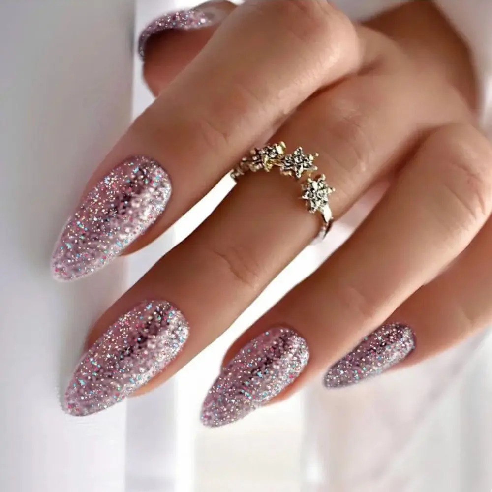 

Fashion Wearable Manicure Almond Fake Nails Pointed Head Full Cover False Nail Medium Length Nail Tips Girl