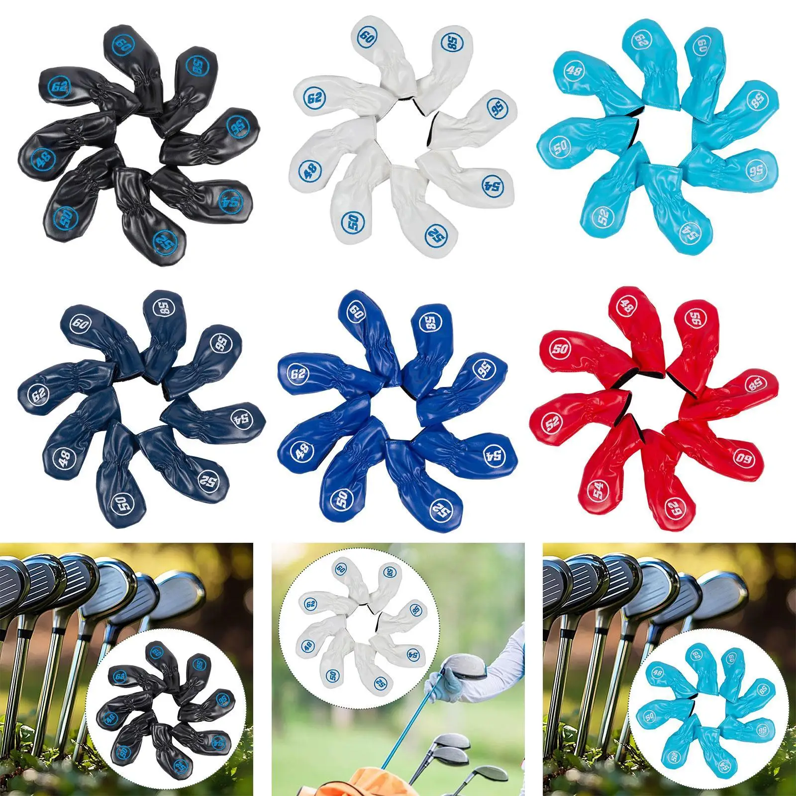 

8 шт. железные чехлы на голову для гольфа, подарок для гольфиста, набор клиновых чехлов для гольфа, защитная защита