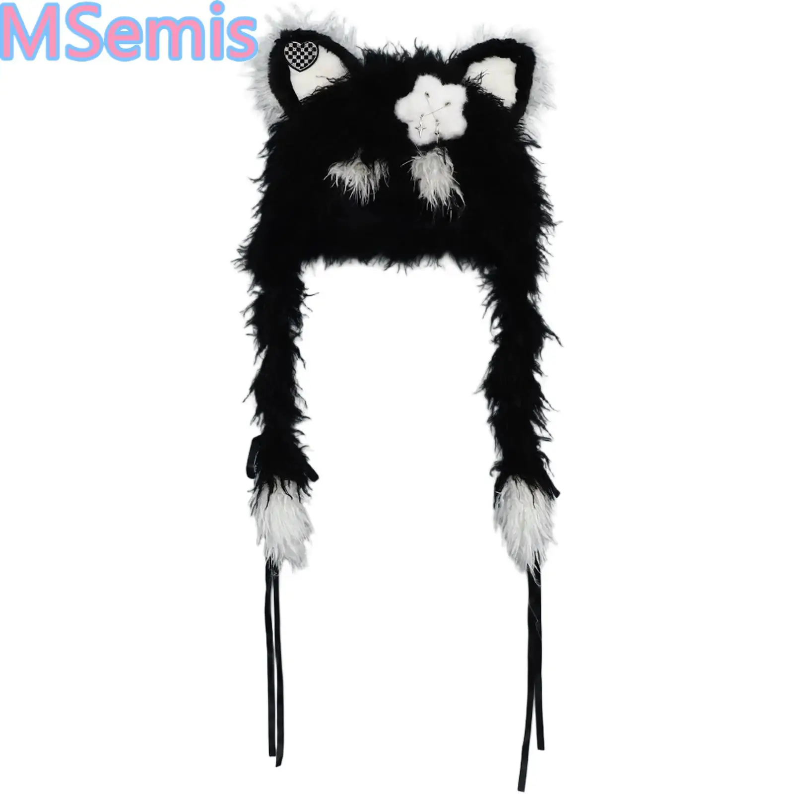 

Детская мягкая теплая милая шапка, плюшевая шапка с кошачьими ушками, шапочка с ушками в виде животного, лоскутная шапка в форме сердца и украшение на клипсе