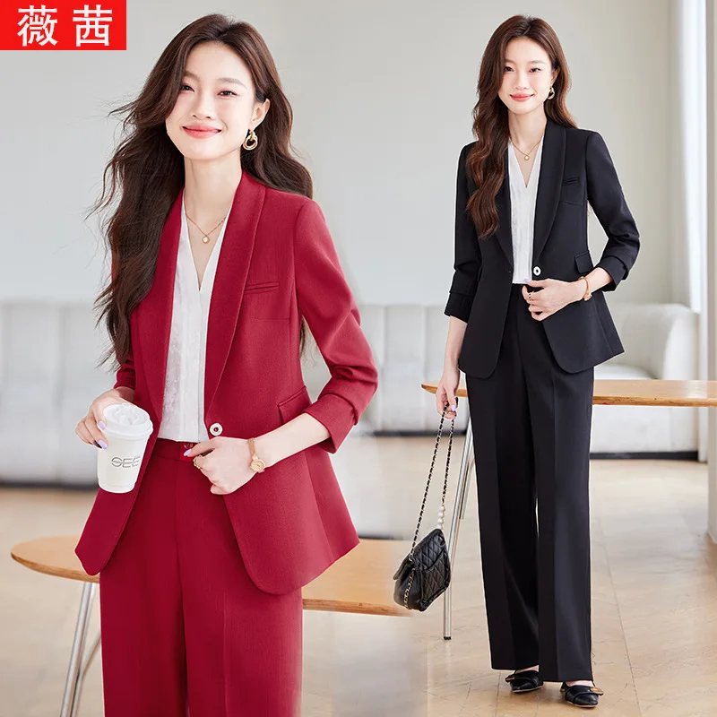 Suit Women2024New Fall Winter Fashion Elegant High Sense Professional Tailored Suit Business Workwear Two-Piece Set