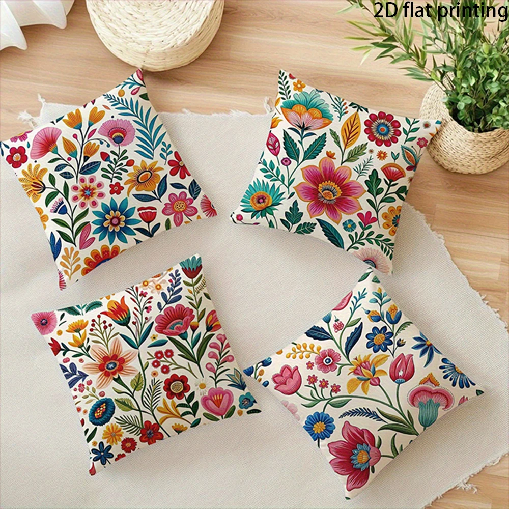 1/4PCS Boho Floral Throw Pillow Covers Set of 4 ,Suitable for beds, sofas, lounge chairs, home decoration.