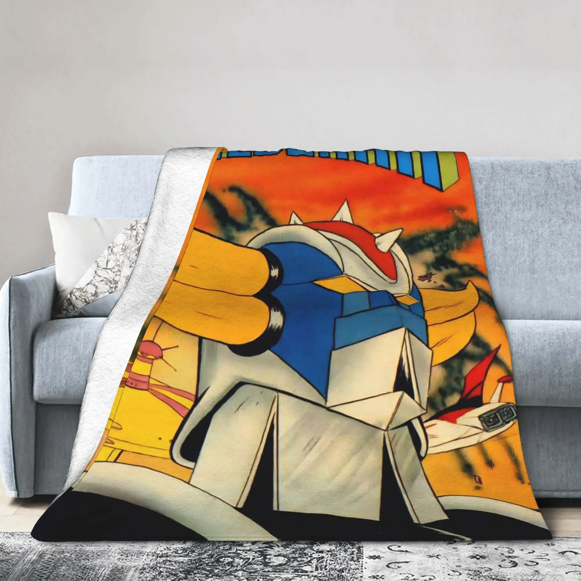 UFO Robot Grendizers Goldorak Blankets Japan Anime Fleece Funny Warm Throw Blankets for Home Restaurant Winter Car