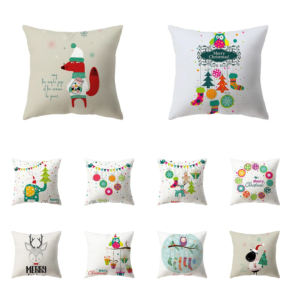 Christmas Theme  Decoration Printing Pattern Cushion Cover Home Living Room Sofa  Pillow  