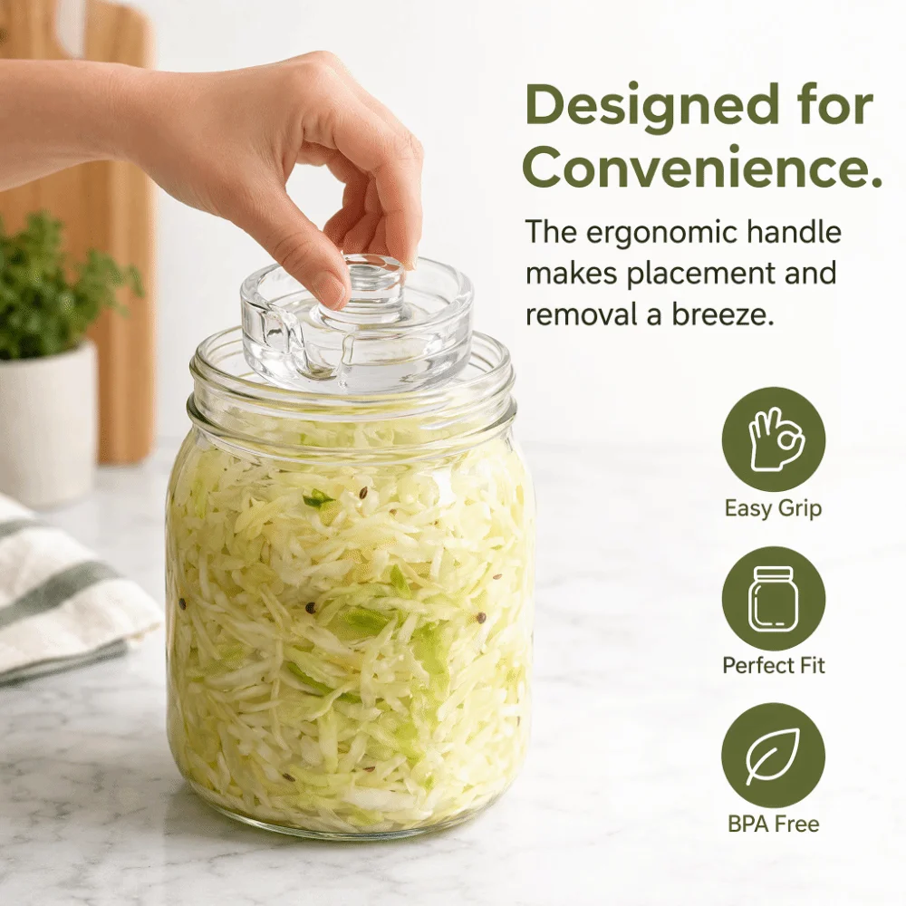 Fermented Glass Weight Lid Clear with Handle Heavy Fermenting Weights Sealed Kitchen Gadgets Storage Container Lids