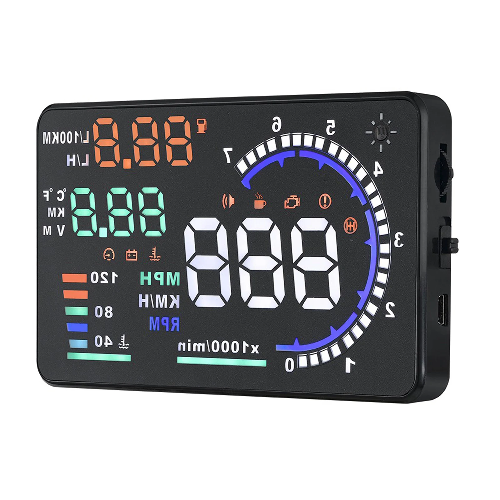 5.5\'\' OBD II Car HUD Display Auto Windshied Reflective Screen Speed Display Car Warning System Speed Warning Speedometer HUD