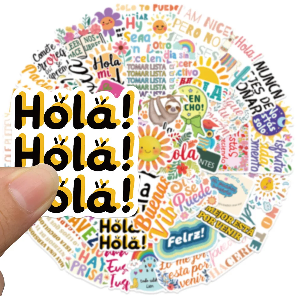 50 Colorful Spanish Inspirational Quote Stickers DIY Journal Laptop Waterproof Stickers