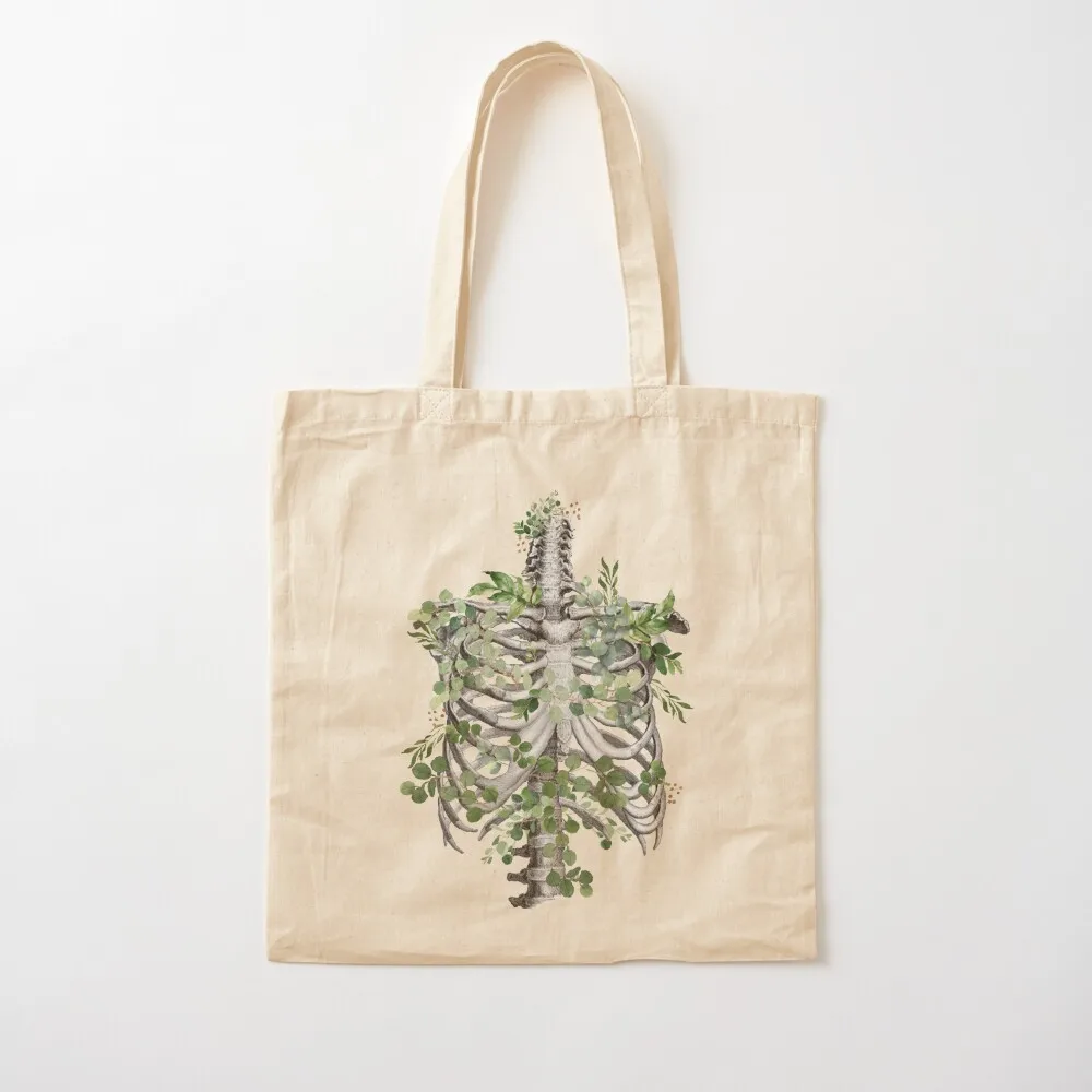 

Ribcage, rib cage, anatomy skeleton eucaliptus leaves Tote Bag Canvas bag for women tote bag university Canvas Tote