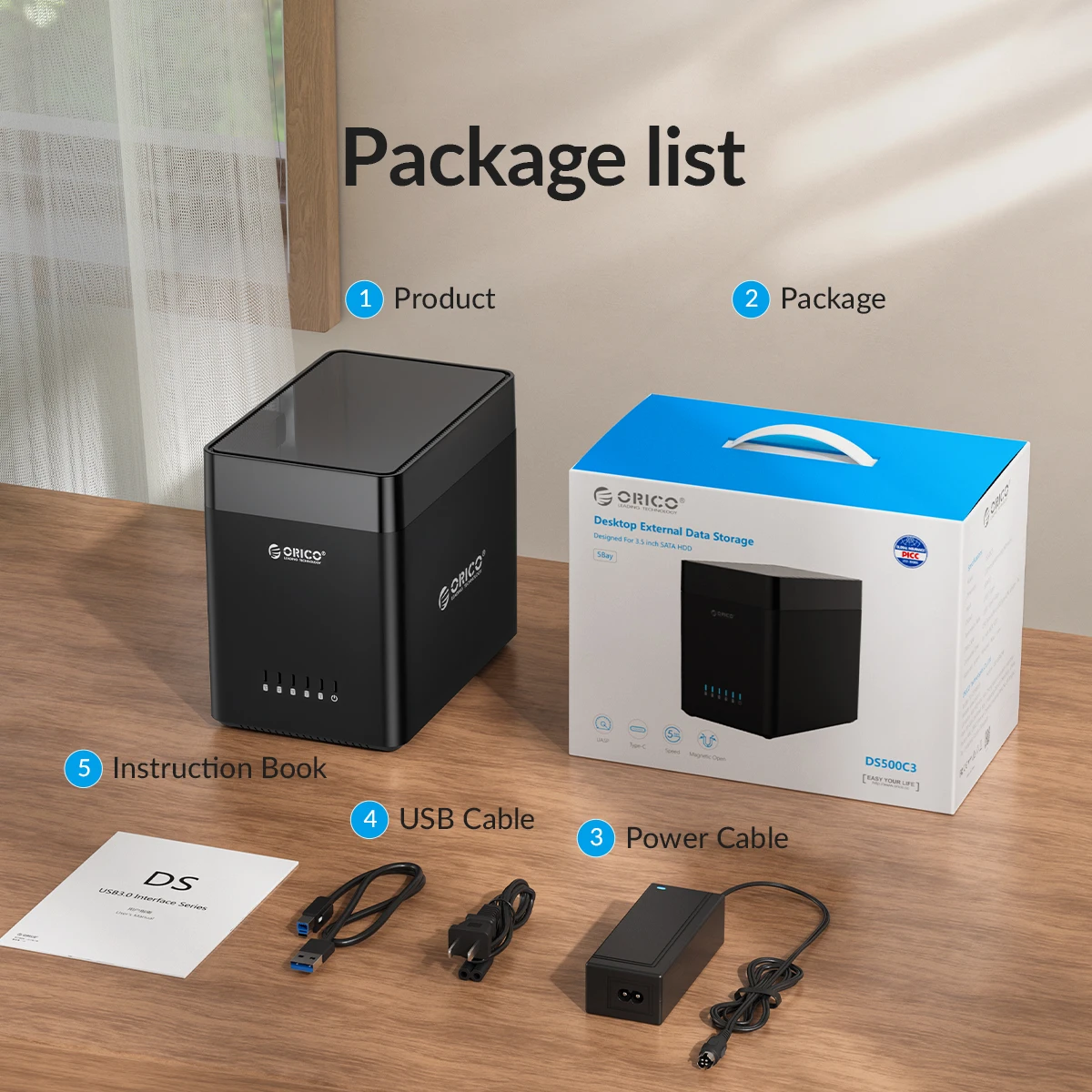 ORICO DS Series 5 Bay 3.5 Inch Type-C Hard Drive Enclosure