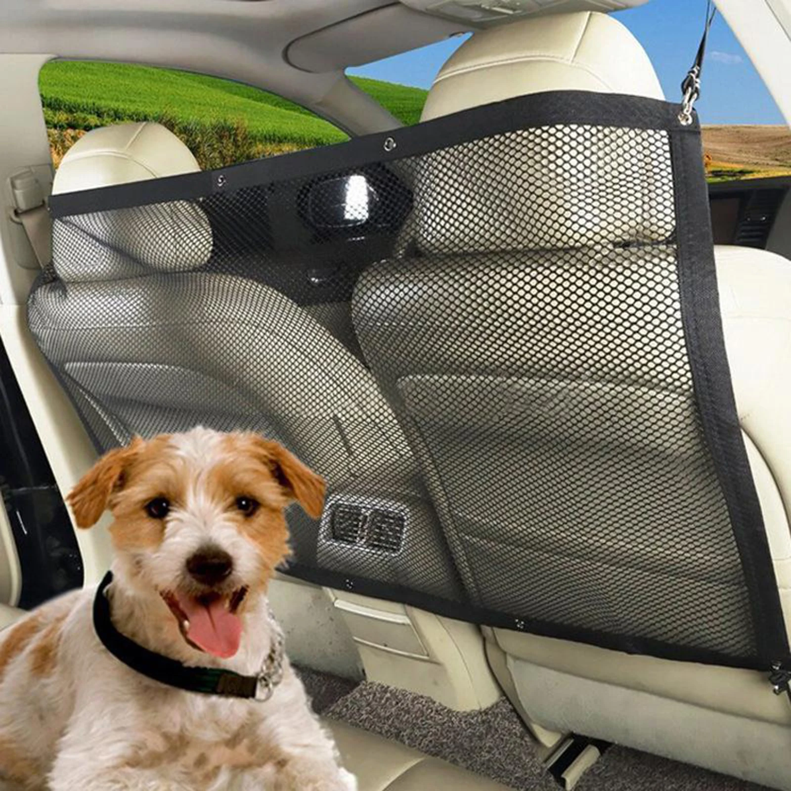 Dog Car for Car Rear Seat Vehicle Backseat Adjustable Pet Supplies Isolation Mesh