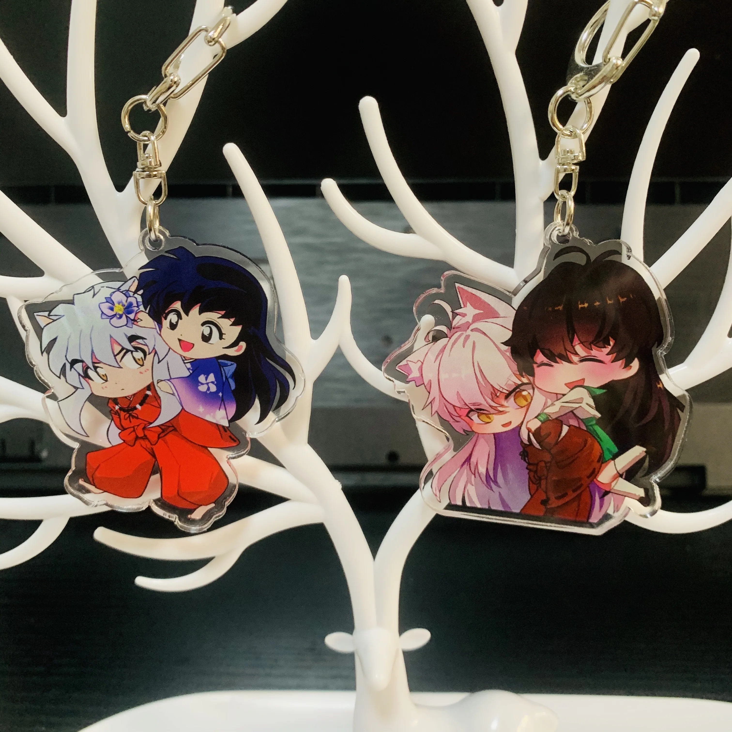 Hot Anime Inuyasha Figure Sesshoumaru Higurashi Kagome Cosplay Cute Cartoon Acrylic Key Chain Kawaii package Keychains Fans Gift