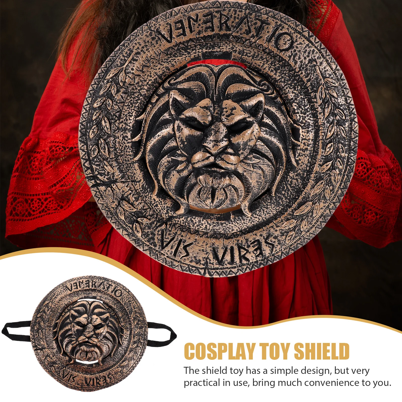 

1pc Plastic Shield Lion Design Durable Decorative Pretend Play Cosplay Halloween Party Stage Props Roleplay Accessory