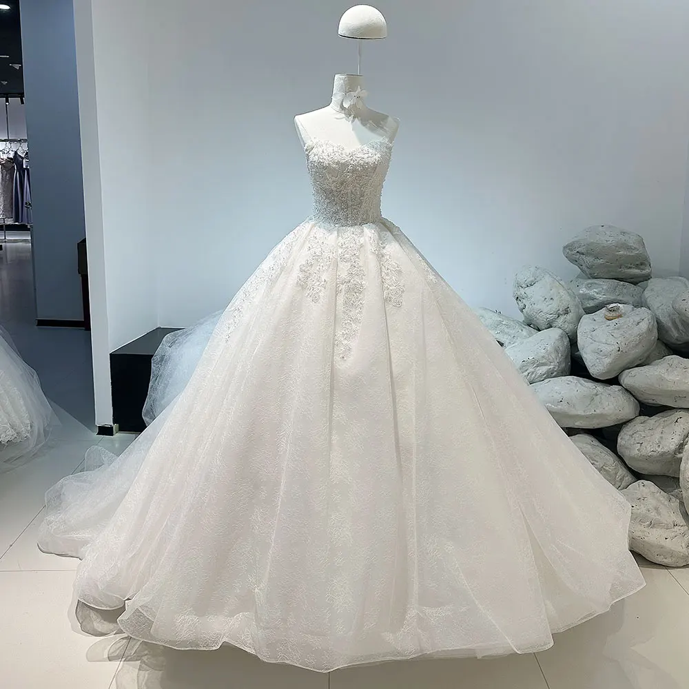 

Elegant Off the Shoulder Ball Gown High Quality Lace Wedding Dress YW0829