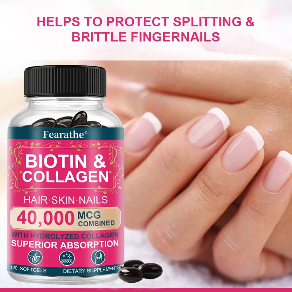 Biotin and Collagen Support Hair, Nails and Radiant Skin - Great for Men and Women with High Absorption